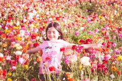 Pétalos de la flor de la muchacha que lanzan Imagen de archivo libre de regalías Pétalos de la flor de la muchacha que lanzan Imagen de archivo libre de regalías