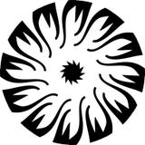 Pétalos geométricos de la flor de la mandala blanco y negro del vector del extracto, diseño de la estrella en el centro stock de ilustración Pétalos geométricos de la flor de la mandala blanco y negro del vector del extracto, diseño de la estrella en el centro stock de ilustración