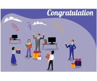 Płaska wektorowa biznesowa ilustracja, gratulacje na pracie, kobieta dzień, urodziny pojęcie dla lądować stronę, szablon, ui, sie royalty ilustracja Płaska wektorowa biznesowa ilustracja, gratulacje na pracie, kobieta dzień, urodziny pojęcie dla lądować stronę, szablon, ui, sie royalty ilustracja