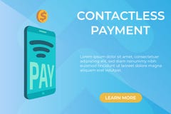 Płaski wektorowy pojęcie contactless płatnicza strona ilustracji Płaski wektorowy pojęcie contactless płatnicza strona ilustracji