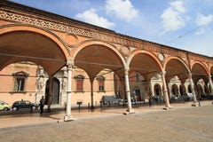 Quadrato medievale del mercato a Bologna Fotografia Stock Quadrato medievale del mercato a Bologna Fotografia Stock