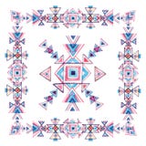 Quadro tribal da aquarela com elementos geométricos ornamentado no fundo branco ilustração do vetor Quadro tribal da aquarela com elementos geométricos ornamentado no fundo branco ilustração do vetor