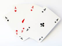 Quatre as d'un jeu de carte conçu classique ont disposé comme une fan photo libre de droits Quatre as d'un jeu de carte conçu classique ont disposé comme une fan photo libre de droits