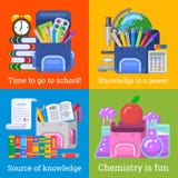 Quatre bannières d'école gentilles pour la conception d'éducation illustration libre de droits Quatre bannières d'école gentilles pour la conception d'éducation illustration libre de droits
