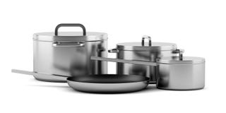 Quatre casseroles à cuire d'isolement sur le blanc illustration stock Quatre casseroles à cuire d'isolement sur le blanc illustration stock