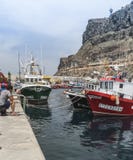 Quayside at Puerto de Mogan on Gran Canaria. royalty free stock photos Quayside at Puerto de Mogan on Gran Canaria. royalty free stock photos