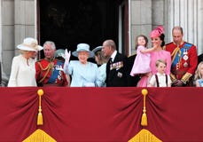 Queen Elizabeth & Royal Family, Buckingham Palace, London June 2017- Trooping the Colour Prince George William, harry, Kate & Char