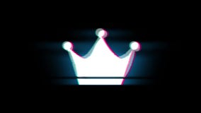 Queen Royalty Crown Symbol on Glitch Retro Vintage Animation.