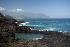 The Queens Bath, looking towards Na Pali Coast, Kauai, Hawaii Stock Photography The Queens Bath, looking towards Na Pali Coast, Kauai, Hawaii Stock Photography