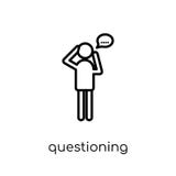 Questioning icon. Trendy modern flat linear vector Questioning i vector illustration Questioning icon. Trendy modern flat linear vector Questioning i vector illustration
