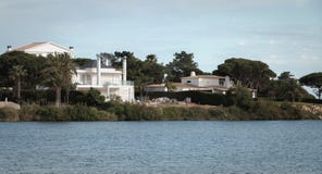 View of a luxury villa around the lake of Quinta do Lago, Portugal