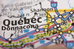 Québec sur la carte image stock Québec sur la carte image stock