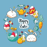 R?ka rysuj?cy doodle karty szablon z ?licznymi Wielkanocnymi elementami Szcz??liwy Wielkanocny literowanie Doodle elementy i wiel ilustracji R?ka rysuj?cy doodle karty szablon z ?licznymi Wielkanocnymi elementami Szcz??liwy Wielkanocny literowanie Doodle elementy i wiel ilustracji