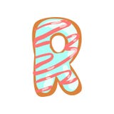 R letter in the shape of sweet glazed cookie, bakery edible font of English alphabet vector Illustration on a white stock illustration R letter in the shape of sweet glazed cookie, bakery edible font of English alphabet vector Illustration on a white stock illustration