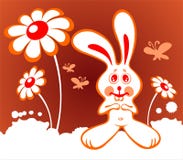 Rabbit And Flowers Royalty Free Stock Images