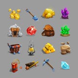 Raccolta delle icone della decorazione per il gioco estraente di strategia Insieme degli strumenti, delle pietre, dei cristalli, royalty illustrazione gratis Raccolta delle icone della decorazione per il gioco estraente di strategia Insieme degli strumenti, delle pietre, dei cristalli, royalty illustrazione gratis