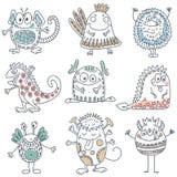 Raccolta di vettore dei mostri divertenti variopinti Caratteri svegli illustrazione vettoriale Raccolta di vettore dei mostri divertenti variopinti Caratteri svegli illustrazione vettoriale