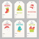 Raccolta etichette del regalo di Natale e del nuovo anno illustrazione vettoriale Raccolta etichette del regalo di Natale e del nuovo anno illustrazione vettoriale