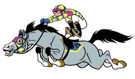 Racing horse with jockey