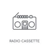 Radio cassette linear icon. Modern outline Radio cassette logo c vector illustration Radio cassette linear icon. Modern outline Radio cassette logo c vector illustration