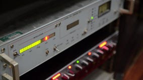 Radio Station Professional Multitrack Mixing Console Computer And Microphone In The Control Room Recording And Broadcasting Pro Close Industry