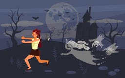 Ragazza che grida nell'orrore e nel fuggiree royalty illustrazione gratis Ragazza che grida nell'orrore e nel fuggiree royalty illustrazione gratis