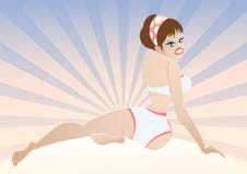 Ragazza del pinup del fumetto in bikini Immagini Stock Ragazza del pinup del fumetto in bikini Immagini Stock