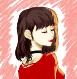Ragazza di anime, neko, kawaii, Sofi illustrazione vettoriale Ragazza di anime, neko, kawaii, Sofi illustrazione vettoriale