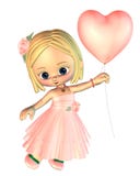 Ragazza di Toon con l'aerostato dentellare del cuore royalty illustrazione gratis Ragazza di Toon con l'aerostato dentellare del cuore royalty illustrazione gratis