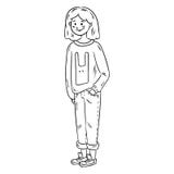 Ragazza sveglia in abbigliamento casual Immagine di vettore della ragazza graziosa dell'adolescente illustrazione di stock Ragazza sveglia in abbigliamento casual Immagine di vettore della ragazza graziosa dell'adolescente illustrazione di stock
