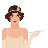 Ragazze della falda messe: giovane bella donna degli anni 20. Stile d'annata illustrazione vettoriale Ragazze della falda messe: giovane bella donna degli anni 20. Stile d'annata illustrazione vettoriale
