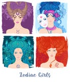 Ragazze dello zodiaco messe: illustrazione di vettore dei segni astrologici come a illustrazione vettoriale Ragazze dello zodiaco messe: illustrazione di vettore dei segni astrologici come a illustrazione vettoriale