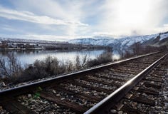 Railroad in Columbia river valley, WA stock photography Railroad in Columbia river valley, WA stock photography