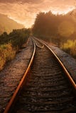 Railroad In Sunset Stock Images