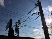 The railroad and it’s powerlines stock photography The railroad and it’s powerlines stock photography