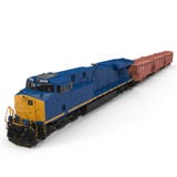 Railroad Locomotive with Hopper Cars on white. 3D illustration royalty free illustration Railroad Locomotive with Hopper Cars on white. 3D illustration royalty free illustration
