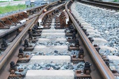 Rails And Concrete Sleepers. Fork Railway. Rail Shooter. Stock Photography Rails And Concrete Sleepers. Fork Railway. Rail Shooter. Stock Photography