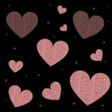 Rain of hearts and stars on black background Royalty Free Stock Images Rain of hearts and stars on black background Royalty Free Stock Images