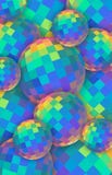 Rainbow crystal balls 3d background. Blue yellow green red iridescent glass spheres. Abstract creative vertical banner. vector illustration Rainbow crystal balls 3d background. Blue yellow green red iridescent glass spheres. Abstract creative vertical banner. vector illustration
