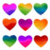 Hearts Valentine Watercolor Rainbow Background Royalty Free Stock Image ...