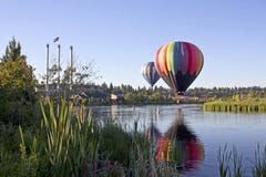 Rainbow Hot Air Ballon At Old Mill Bend, Oregon