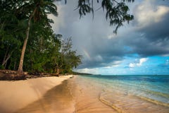 Rainbow over tropical beach , Dominican republic stock photo Rainbow over tropical beach , Dominican republic stock photo