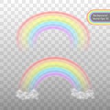 Rainbow on a transparent background. Realistic effect in the form of an arch in a delicate color palette in the clouds. Vector. vector illustration Rainbow on a transparent background. Realistic effect in the form of an arch in a delicate color palette in the clouds. Vector. vector illustration