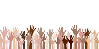Raised up hands of different skin color stock illustration Raised up hands of different skin color stock illustration