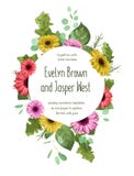 Ram för runda för sommarvektorkrans för att gifta sig inbjudan, greetin vektor illustrationer Ram för runda för sommarvektorkrans för att gifta sig inbjudan, greetin vektor illustrationer