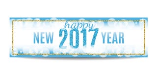 Ram 2017 och snöflingor för baner för lyckligt nytt år guld- vektor illustrationer Ram 2017 och snöflingor för baner för lyckligt nytt år guld- vektor illustrationer