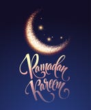 Ramadan Kareem greeting lettering card with moon and stars. Vector illustration Royalty Free Illustration Ramadan Kareem greeting lettering card with moon and stars. Vector illustration Royalty Free Illustration