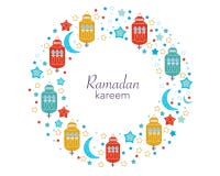 Ramadan Kareem με τους λαμπτήρες, τις ημισελήνους και τα αστέρια Παραδοσιακό φανάρι της ζωηρόχρωμης διανυσματικής απεικόνισης πλα διανυσματική απεικόνιση Ramadan Kareem με τους λαμπτήρες, τις ημισελήνους και τα αστέρια Παραδοσιακό φανάρι της ζωηρόχρωμης διανυσματικής απεικόνισης πλα διανυσματική απεικόνιση