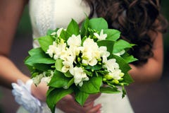 Ramalhete nupcial delicado nas mãos foto de stock Ramalhete nupcial delicado nas mãos foto de stock
