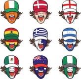 Ramassage de visages criards avec des indicateurs sur des capuchons illustration stock Ramassage de visages criards avec des indicateurs sur des capuchons illustration stock
